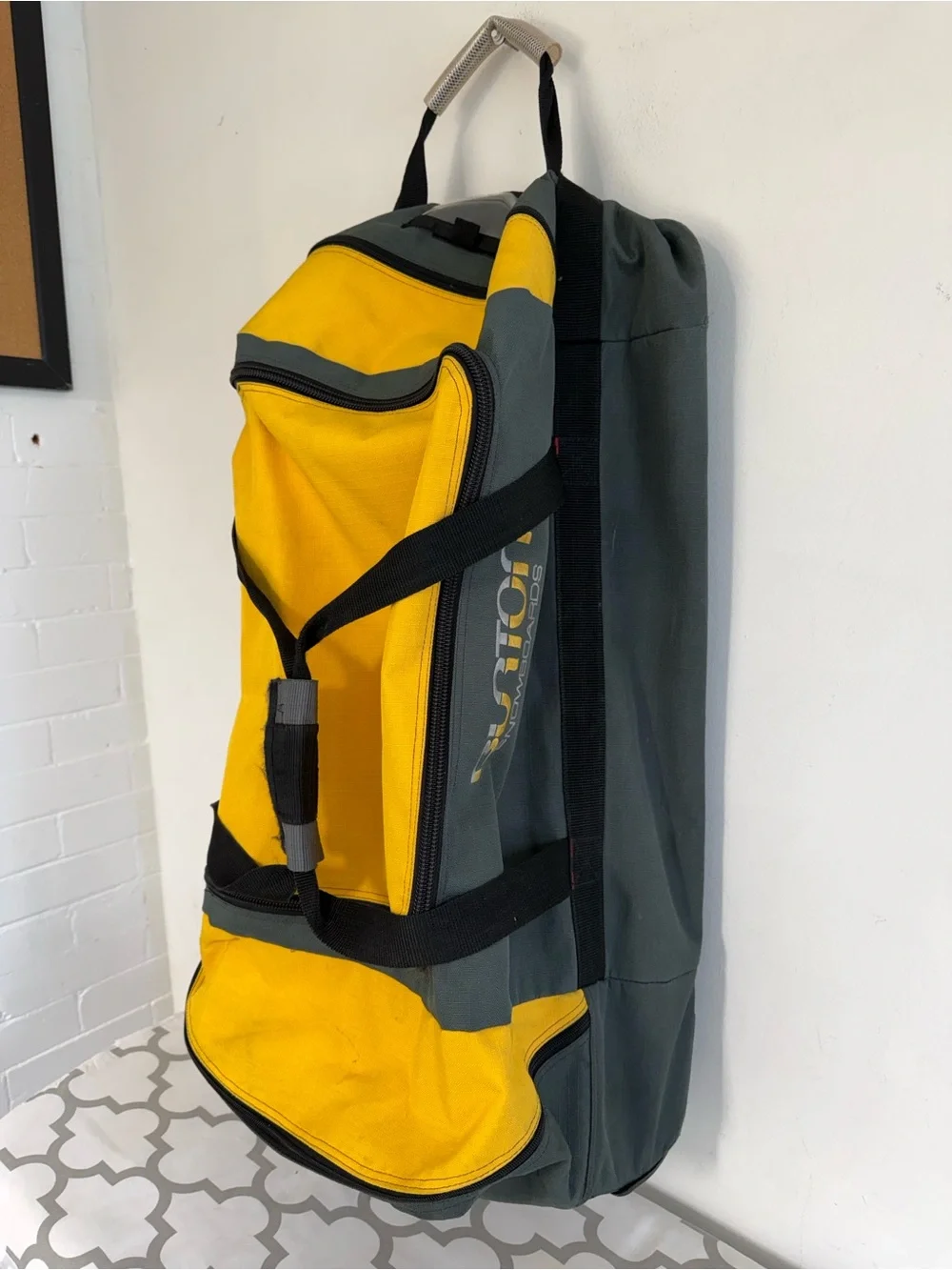 Burton Yellow and Gray Duffel Bag with Top Carry Handles